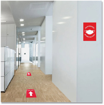 Avery® Preprinted Surface Safe® Wall Decals 7 x 10, Mask Required Beyond This Point, Red Face, White Graphics, 5/Pack