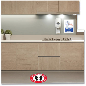 Avery® Preprinted Surface Safe® Wall Decals 7 x 10, Please Use Hand Sanitizer, White Face, Blue/Gray Graphics, 5/Pack