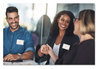 A Picture of product AVE-8720 Avery® Flexible Adhesive Name Badge Labels 3 3/8 x 2 1/3, White/Gold Border, 120/PK