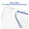 A Picture of product AVE-11442 Avery® Print & Apply Index Maker® Clear Label Unpunched Dividers with Easy Printable Strip for Binding Systems and 3-Tab, 11 x 8.5, White, 25 Sets