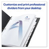 A Picture of product AVE-11554 Avery® Customizable Print-On™ Dividers 3-Hole Punched, 8-Tab, 11 x 8.5, White, 25 Sets