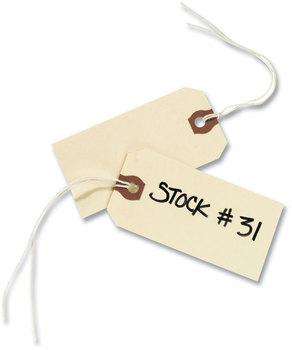 Avery® Shipping Tags Strung 11.5 pt Stock, 3.75 x 1.88, Manila, 1,000/Box