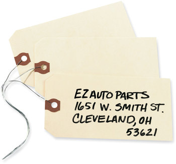 Avery® Shipping Tags Double Wired 11.5 pt Stock, 5.25 x 2.63, Manila, 1,000/Box