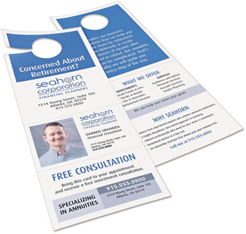 Avery® Door Hanger with Tear-Away Cards 97 Bright, 65 lb Cover Weight, 4.25 x 11, White, 2 Hangers/Sheet, 40 Sheets/Pack