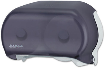 San Jamar VersaTwin Tissue Dispenser, 8 x 5 3/4 x 12 3/4, Transparent Black Pearl