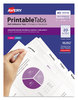 A Picture of product AVE-16282 Avery® Printable Plastic Tabs with Repositionable Adhesive 1/5-Cut, White, 1.75" Wide, 80/Pack