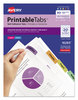 A Picture of product AVE-16283 Avery® Printable Plastic Tabs with Repositionable Adhesive 1/5-Cut, Assorted Colors, 1.75" Wide, 80/Pack