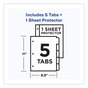 A Picture of product AVE-16740 Avery® Clear Easy View Plastic Dividers with Multicolored Tabs & Sheet Protector and 5-Tab, 11 x 8.5, 1 Set
