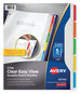 A Picture of product AVE-16740 Avery® Clear Easy View Plastic Dividers with Multicolored Tabs & Sheet Protector and 5-Tab, 11 x 8.5, 1 Set