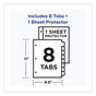 A Picture of product AVE-16741 Avery® Clear Easy View Plastic Dividers with Multicolored Tabs & Sheet Protector and 8-Tab, 11 x 8.5, 1 Set