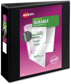 Avery® Durable View Binder with DuraHinge® and Slant Rings 3 3" Capacity, 11 x 8.5, Black