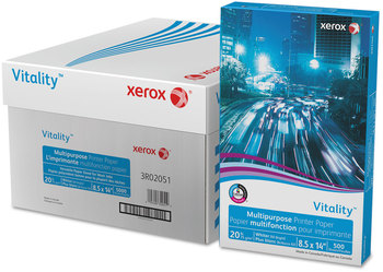(8 1/2" x 14" SHEET SIZE) Xerox™ Vitality™ Multipurpose Printer Paper Print 92 Bright, 20 lb Bond Weight,, White, 500 Sheets/Ream, 10 Reams/Carton. (8 1/2" x 14" SHEET SIZE)