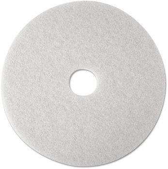 3M™ White Super Polish Floor Pads 4100 Low-Speed Polishing 16" Diameter, 5/Carton