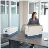 A Picture of product FEL-0001203 Bankers Box® LIBERTY® Heavy-Duty Strength Storage Boxes Legal Files, 15.25" x 24.13" 10.75", White/Blue, 4/Carton