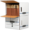 A Picture of product FEL-00061 Bankers Box® SIDE-TAB™ Storage Boxes Letter Files, White/Blue, 12/Carton