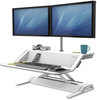 A Picture of product FEL-0009901 Fellowes® Lotus™ Sit-Stands Workstation 32.75" x 24.25" 5.5" to 22.5", White