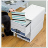 A Picture of product FEL-00311 Bankers Box® STOR/DRAWER® STEEL PLUS™ Extra Space-Savings Storage Drawers Letter Files, 14" x 25.5" 11.5", White/Blue, 6/Carton