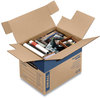 A Picture of product FEL-0062701 Bankers Box® SmoothMove™ Prime Moving & Storage Boxes Moving/Storage Hinged Lid, Regular Slotted Container, Small, 12" x 16" Brown/Blue, 10/Carton