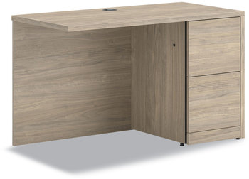 HON® 10500 Series™ “L” Workstation Return with Full-Height Pedestal Right, 48" x 24" 29.5", Kingswood Walnut