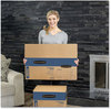 A Picture of product FEL-0062801 Bankers Box® SmoothMove™ Prime Moving & Storage Boxes Moving/Storage Hinged Lid, Regular Slotted Container, Medium, 18" x 16", Brown/Blue, 8/Carton