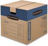 A Picture of product FEL-0062801 Bankers Box® SmoothMove™ Prime Moving & Storage Boxes Moving/Storage Hinged Lid, Regular Slotted Container, Medium, 18" x 16", Brown/Blue, 8/Carton