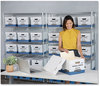 A Picture of product FEL-0063101 Bankers Box® PRESTO™ Heavy-Duty Storage Boxes Letter Files, 13" x 25.38" 10.5", White/Blue, 12/Carton