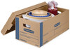 A Picture of product FEL-0065901 Bankers Box® SmoothMove™ Prime Moving & Storage Boxes Moving/Storage Lift-Off Lid, Half Slotted Container, Small, 12" x 24" 10", Brown/Blue, 8/Carton