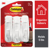 A Picture of product MMM-17003VP3 Command™ General Purpose Hooks Multi-Pack, Large, Plastic, White, 5 lb Capacity, 3 and 6 Strips/Pack
