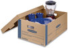 A Picture of product FEL-0066001 Bankers Box® SmoothMove™ Prime Moving & Storage Boxes Moving/Storage Lift-Off Lid, Half Slotted Container, Large, 15" x 24" 10", Brown/Blue, 8/Carton