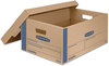 A Picture of product FEL-0066001 Bankers Box® SmoothMove™ Prime Moving & Storage Boxes Moving/Storage Lift-Off Lid, Half Slotted Container, Large, 15" x 24" 10", Brown/Blue, 8/Carton