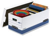 A Picture of product FEL-0070104 Bankers Box® STOR/FILE™ Medium-Duty Storage Boxes Letter Files, 12.88" x 25.38" 10.25", White/Blue, 4/Carton