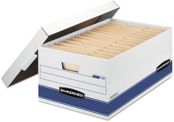 Bankers Box® STOR/FILE™ Medium-Duty Storage Boxes Legal Files, 15.88" x 25.38" 10.25", White/Blue, 12/Carton