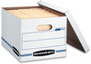 A Picture of product FEL-0070308 Bankers Box® STOR/FILE™ Basic-Duty Storage Boxes Letter/Legal Files, 12.5" x 16.25" 10.5", White/Blue, 4/Carton