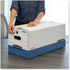 A Picture of product FEL-00704 Bankers Box® STOR/FILE™ Medium-Duty Strength Storage Boxes Letter Files, 12.25" x 24.13" 10.75", White/Blue, 12/Carton