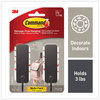 A Picture of product MMM-17034MB2ES Command™ Decorative Hooks Medium, Plastic, Matte Black, 3 lb Capacity, 2 and 4 Strips/Pack