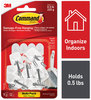 A Picture of product MMM-17067VP Command™ General Purpose Hooks Wire Multi-Pack, Small, Metal, White, 0.5 lb Capacity, 9 and 12 Strips/Pack