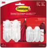 A Picture of product MMM-170812VP Command™ Designer Hooks General Purpose Small/Medium, Plastic, White, 1lb and 3 lb Capacities, 4 Strips/Pack