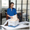 A Picture of product FEL-00784 Bankers Box® HANG'N'STOR™ Medium-Duty Storage Boxes Letter Files, 12.63" x 15.63" 10", White/Blue, 4/Carton
