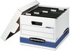 A Picture of product FEL-00784 Bankers Box® HANG'N'STOR™ Medium-Duty Storage Boxes Letter Files, 12.63" x 15.63" 10", White/Blue, 4/Carton