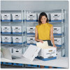 A Picture of product FEL-0078907 Bankers Box® STOR/FILE™ Medium-Duty Letter/Legal Storage Boxes Files, 12.75" x 16.5" 10.5", White/Blue, 4/Carton
