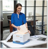 A Picture of product FEL-0078907 Bankers Box® STOR/FILE™ Medium-Duty Letter/Legal Storage Boxes Files, 12.75" x 16.5" 10.5", White/Blue, 4/Carton