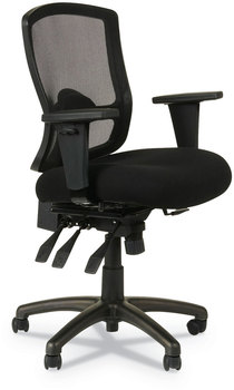 Alera® Etros Series Mesh Mid-Back Petite Multifunction Chair Supports Up to 275 lb, 17.16" 20.86" Seat Height, Black