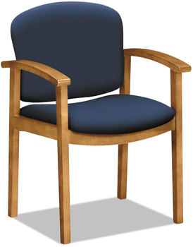 HON® 2111 Invitation® Reception Series Wood Guest Chair 23.5" x 22" 33", Navy Seat, Back, Harvest Base