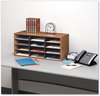 A Picture of product FEL-25400 Fellowes® Desktop Sorter Particle Board 12 Compartments, 29 x 11.88 12.94, Medium Oak