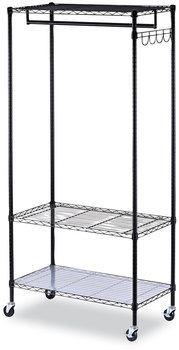 Alera® Wire Garment Rack Shelving 30 Garments, 36w x 18d 75h, Black