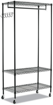 Alera® Wire Garment Rack Shelving 40 Garments, 48w x 18d 75h, Black