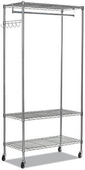 Alera® Wire Garment Rack Shelving 40 Garments, 48w x 18d 75h, Silver