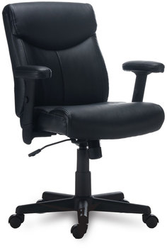 Alera® Harthope Leather Task Chair Supports Up to 275 lb, Black Seat/Back, Base
