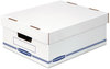 A Picture of product FEL-4662301 Bankers Box® Organizer Storage Boxes Large, 12.75" x 16.5" 6.5", White/Blue, 12/Carton
