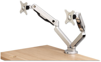 HON® Monitor Arm With USB Dual w/USB, 21" Monitors, 360 deg Rotation/Pan,+15 deg/-85 Tilt, Silver, Up to 19.8lb, Ships in 7-10 Bus Days